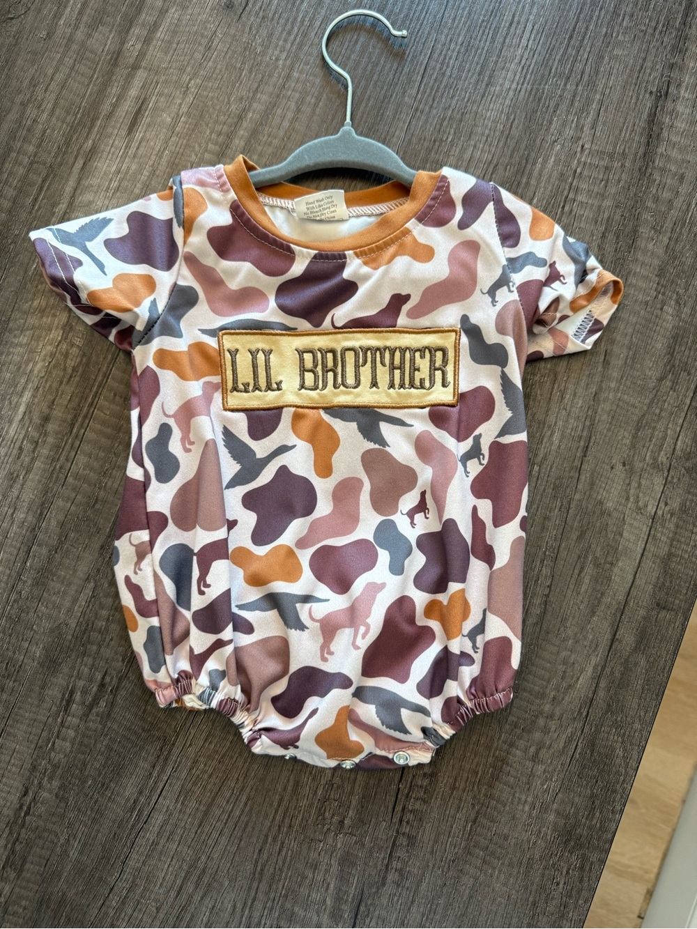 Lil Brother Camouflage Romper in Pink & Brown